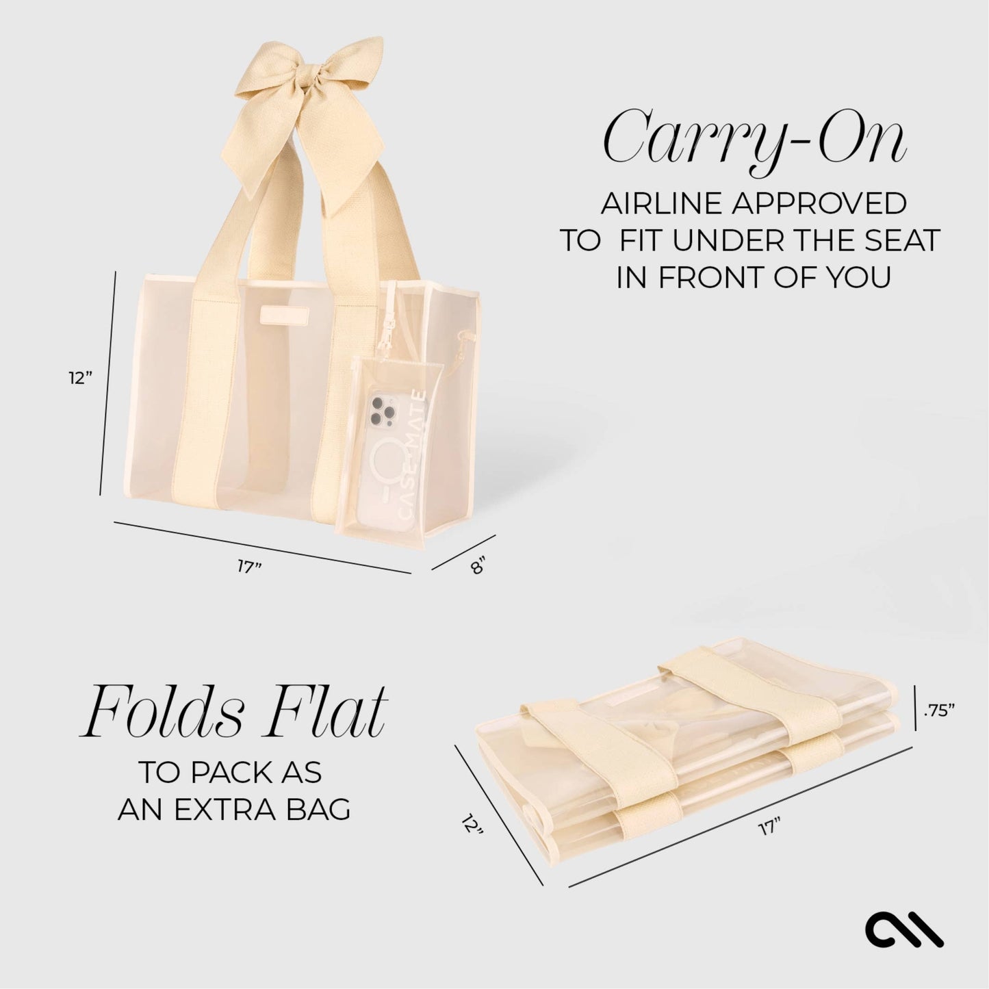 Case-Mate - Special Edition Bow Ecru Raffia Beach Tote With Phone Pouch