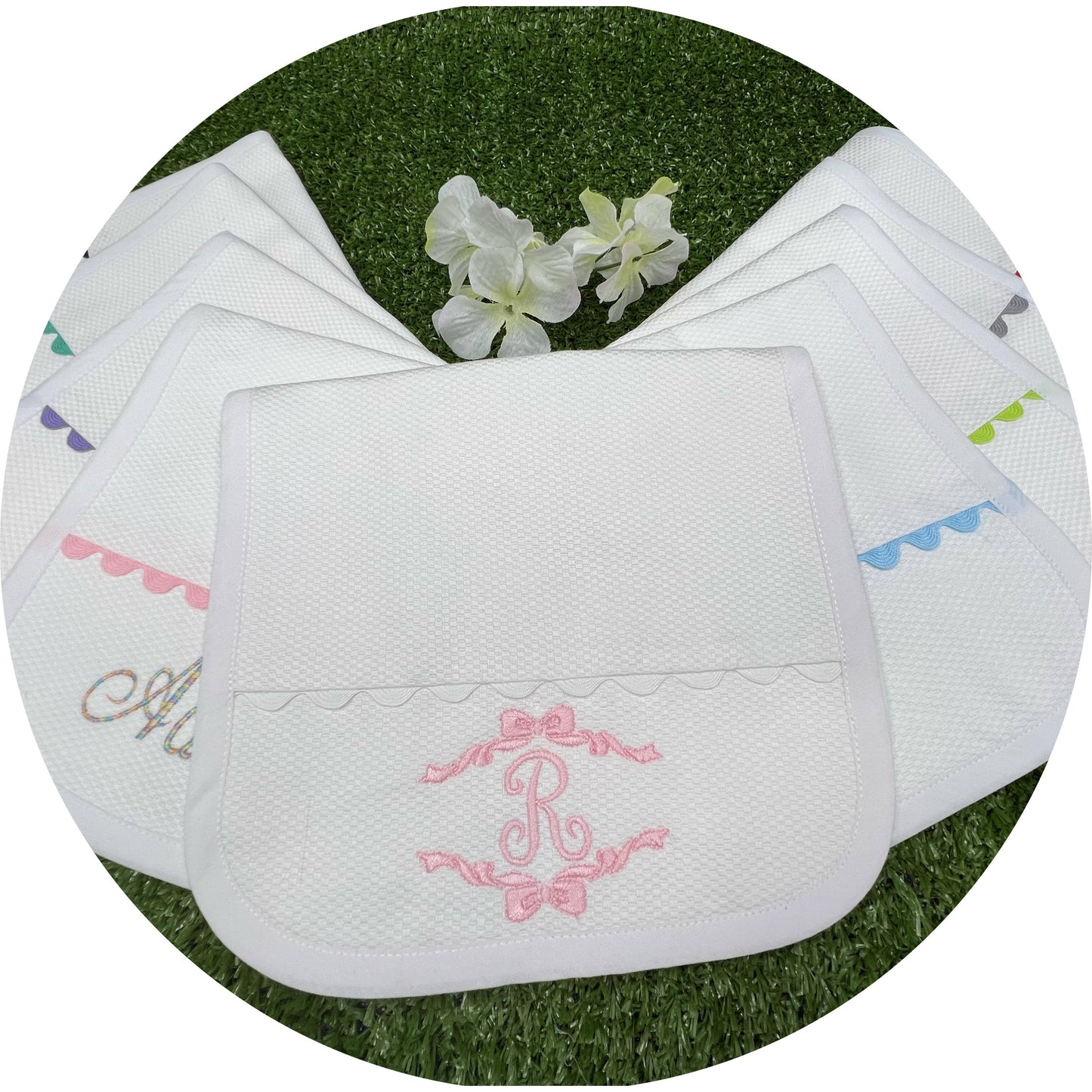 THE ROYALTY COLLECTION - White Cotton Pique Burp Cloth