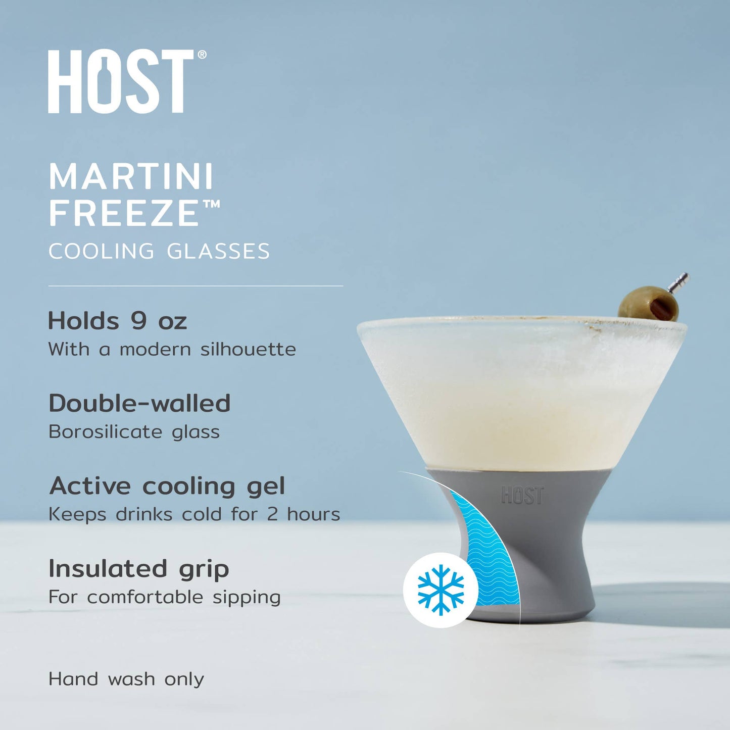 HOST - Glass FREEZE™ Cooling Martini Glasses - Gray - Set of 2