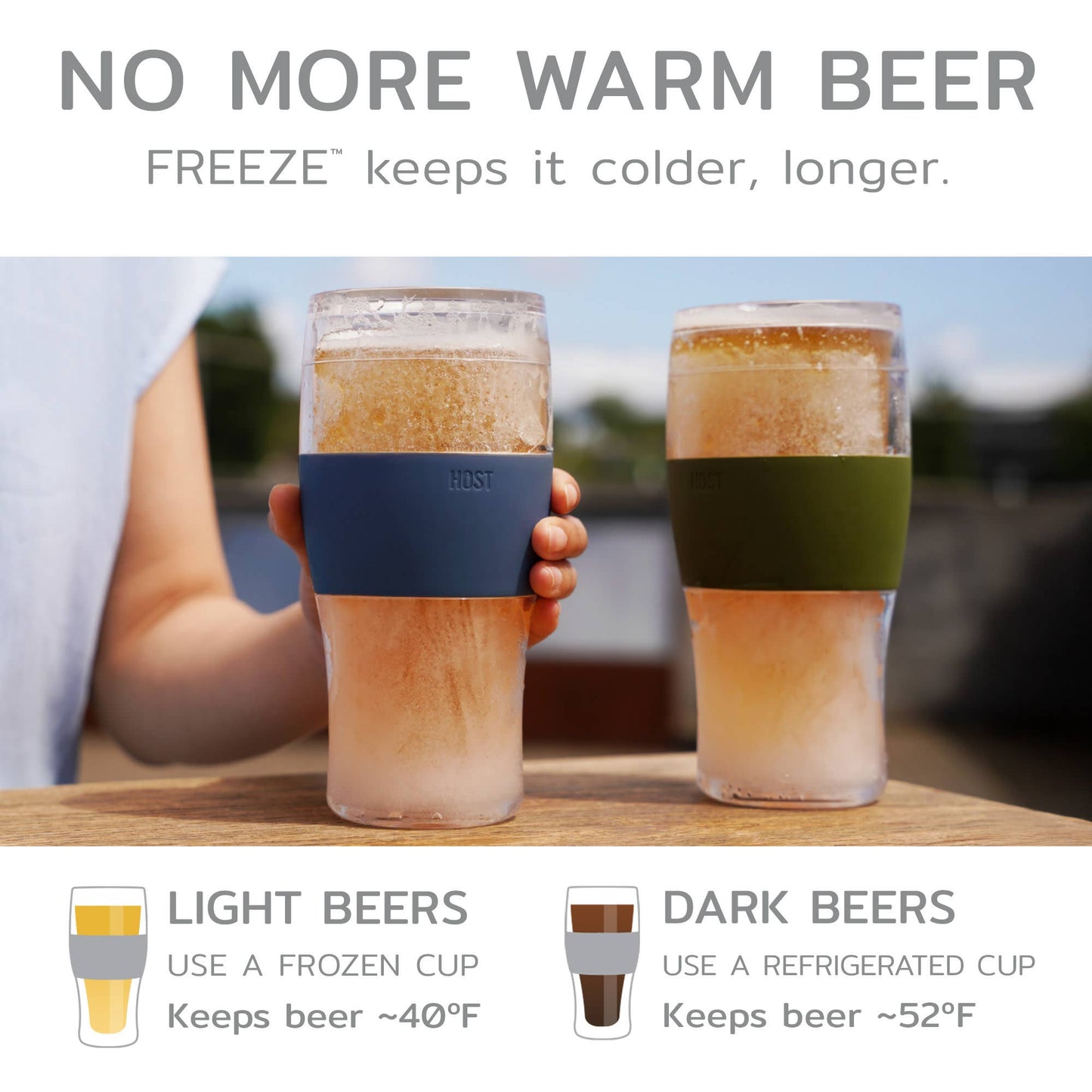 HOST - Beer FREEZE™ Cooling Cup Insulated w/ Cooling Gel - Gray