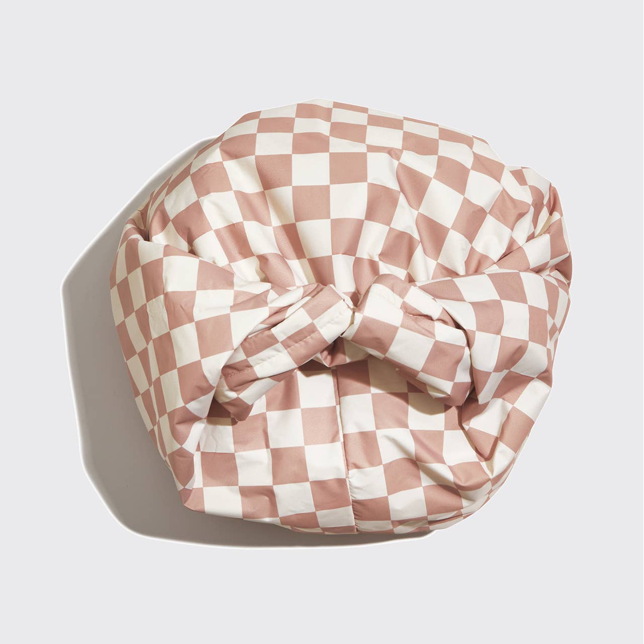 KITSCH - Satin Lined Flexi Shower Cap - Terracotta Checker