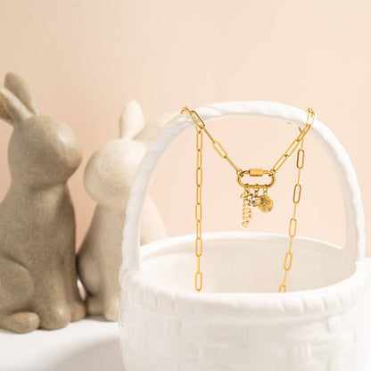 WJW - 18K Gold PVD Paperclip Carabiner Necklace