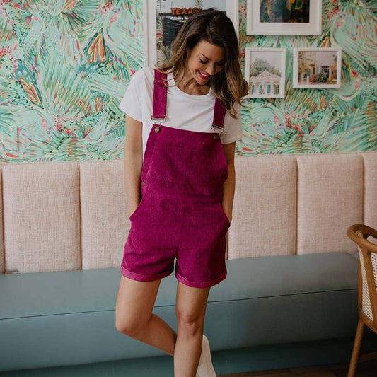 Katydid - Raspberry Corduroy Overalls
