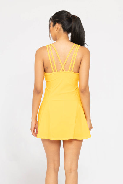 Mono B - CRISS-CROSS SQUARE NECKLINE ACTIVE DRESS