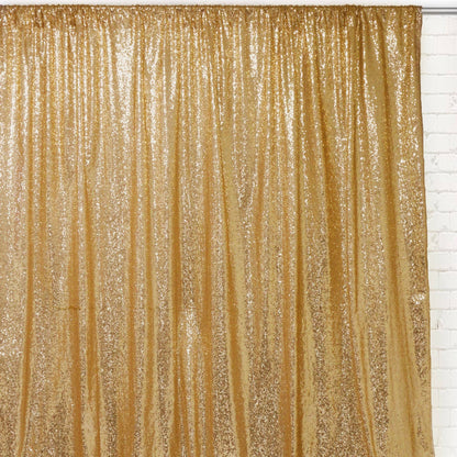 YOUR CHAIR COVERS - Glitz Sequin on Taffeta Drape/Backdrop 10 ft x 104 Inches Gold