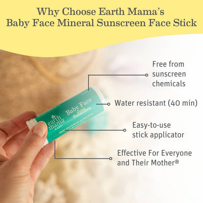 Earth Mama Organics - Baby Face Mineral Sunscreen Face Stick - SPF 40