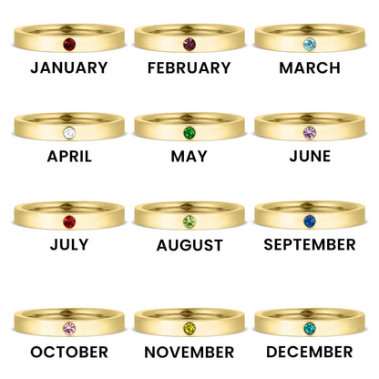 WJW - Gold Engravable Blank Birthstone Stacking Rings