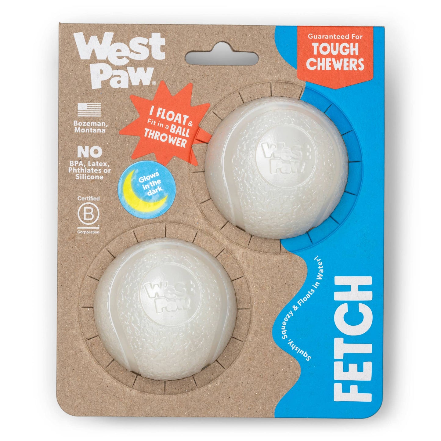West Paw - Boundr® 2-Pack Dog Toy Ball for Play, Chew, and Fetch