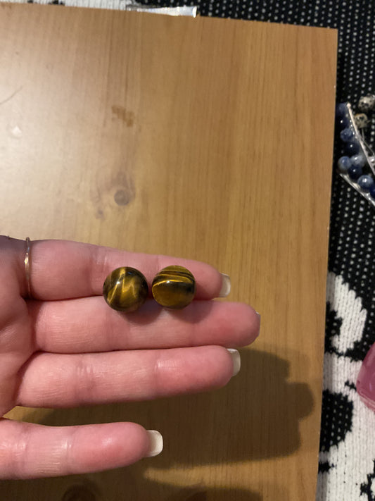 Handmade tigers eye stud earrings