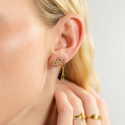 WJW - 18K Gold PVD Stainless Steel CZ Bow Stud Earrings