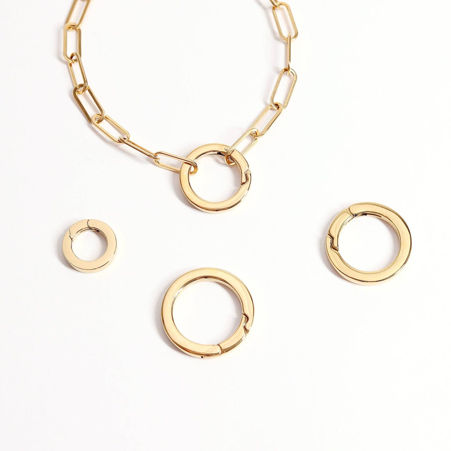WJW - 18K Gold PVD Stainless Steel Circle Carabiner Charm Clasp