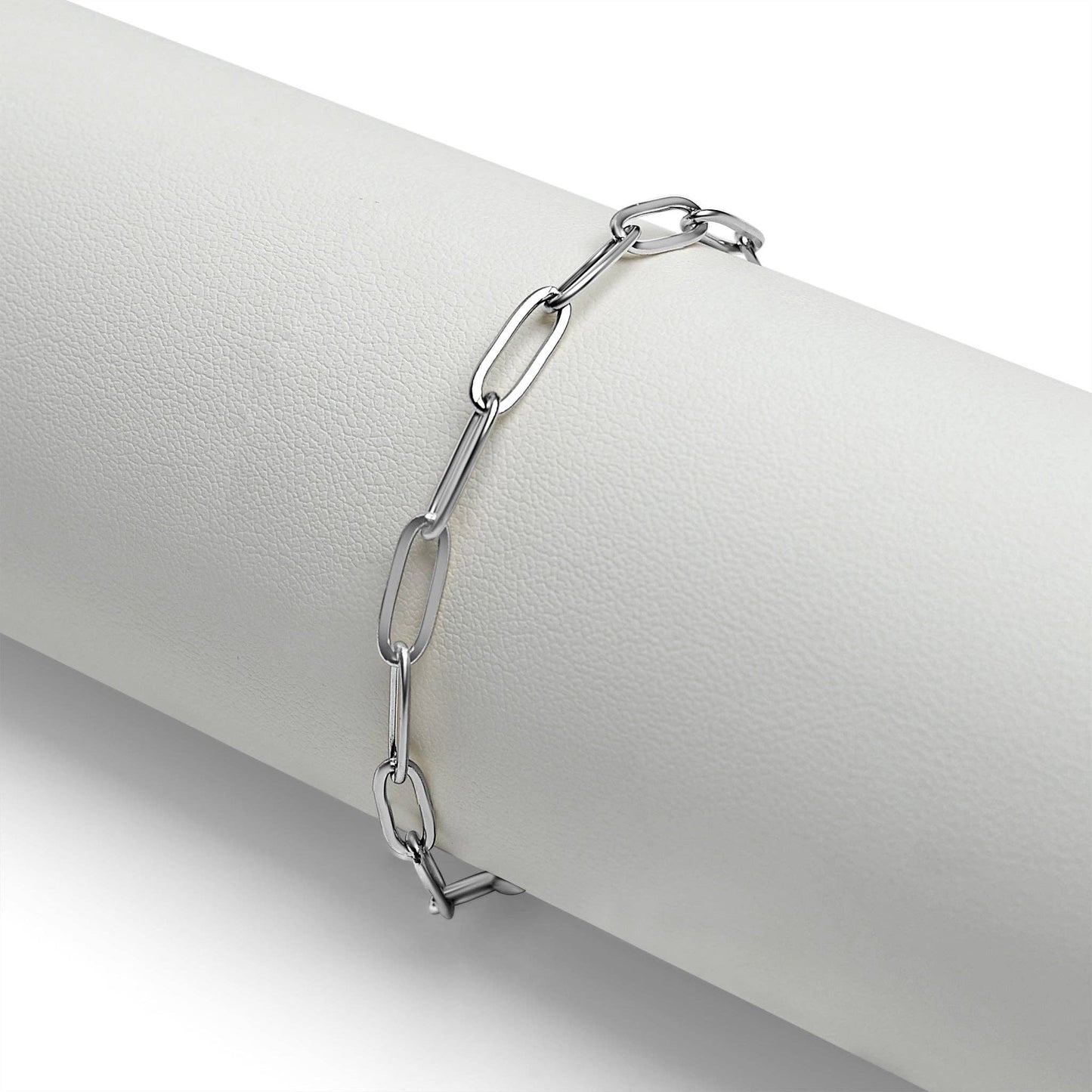 WJW - Stainless Steel Paperclip with Charm Keeper Chain Bracelet