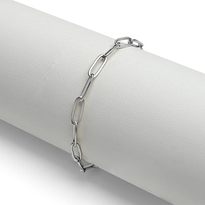 WJW - Stainless Steel Paperclip with Charm Keeper Chain Bracelet