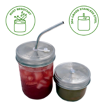 Mason Jar Lifestyle - Stainless Steel Straw Hole Tumbler Lids for Mason Jars
