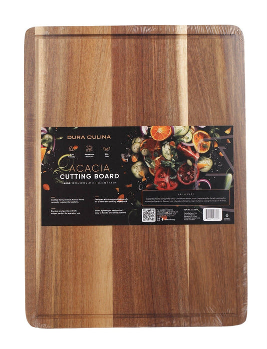 Dura Living LLC - Acacia Wood Cutting Board: Large – (18.11” x 13”) Durable, Eco-Friendly Chopping Board