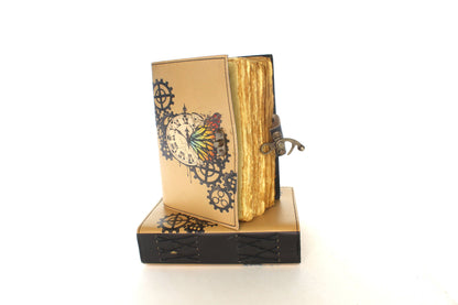 HHH Designs - Clocks and Gears Printed Leather Journal, each