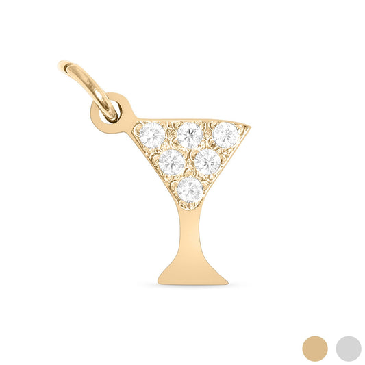 WJW - 18K Gold PVD Stainless Steel CZ Martini Glass Charm