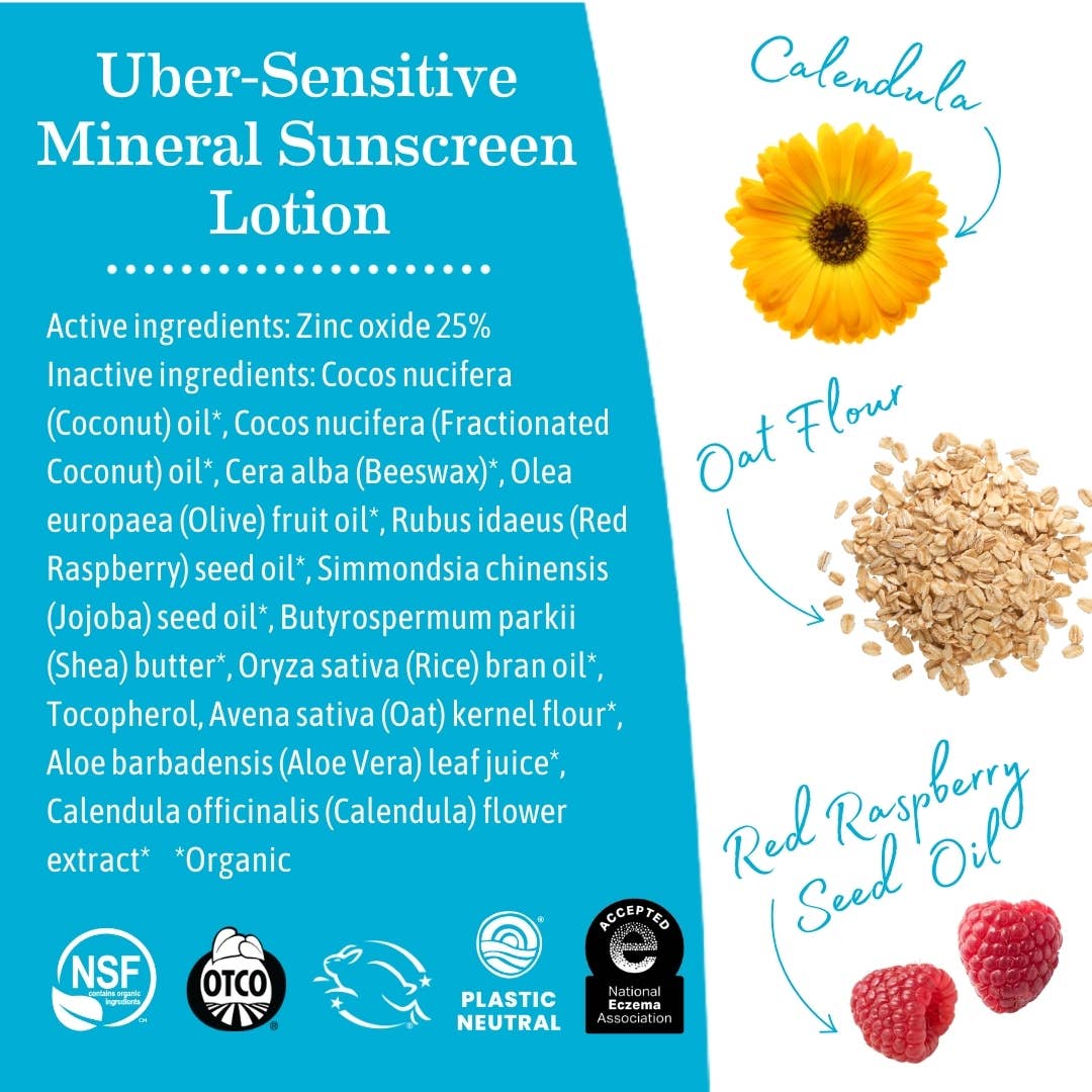 Earth Mama Organics - Uber-Sensitive Mineral Sunscreen Lotion - SPF 40