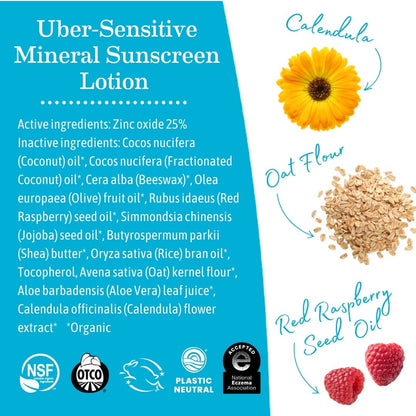 Earth Mama Organics - Uber-Sensitive Mineral Sunscreen Lotion - SPF 40