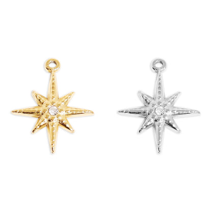 WJW - 18K Gold Stainless Steel Compass Star Charm