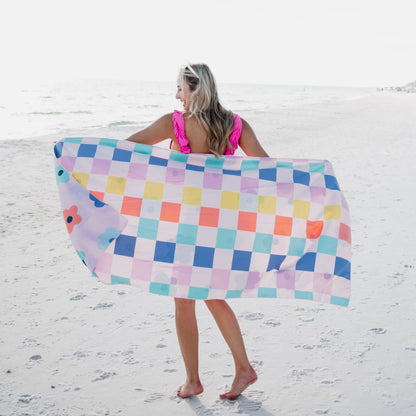 Katydid - Flowers & Check Quick Dry Towel