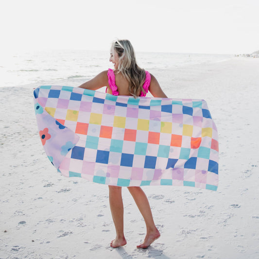 Katydid - Flowers & Check Quick Dry Towel