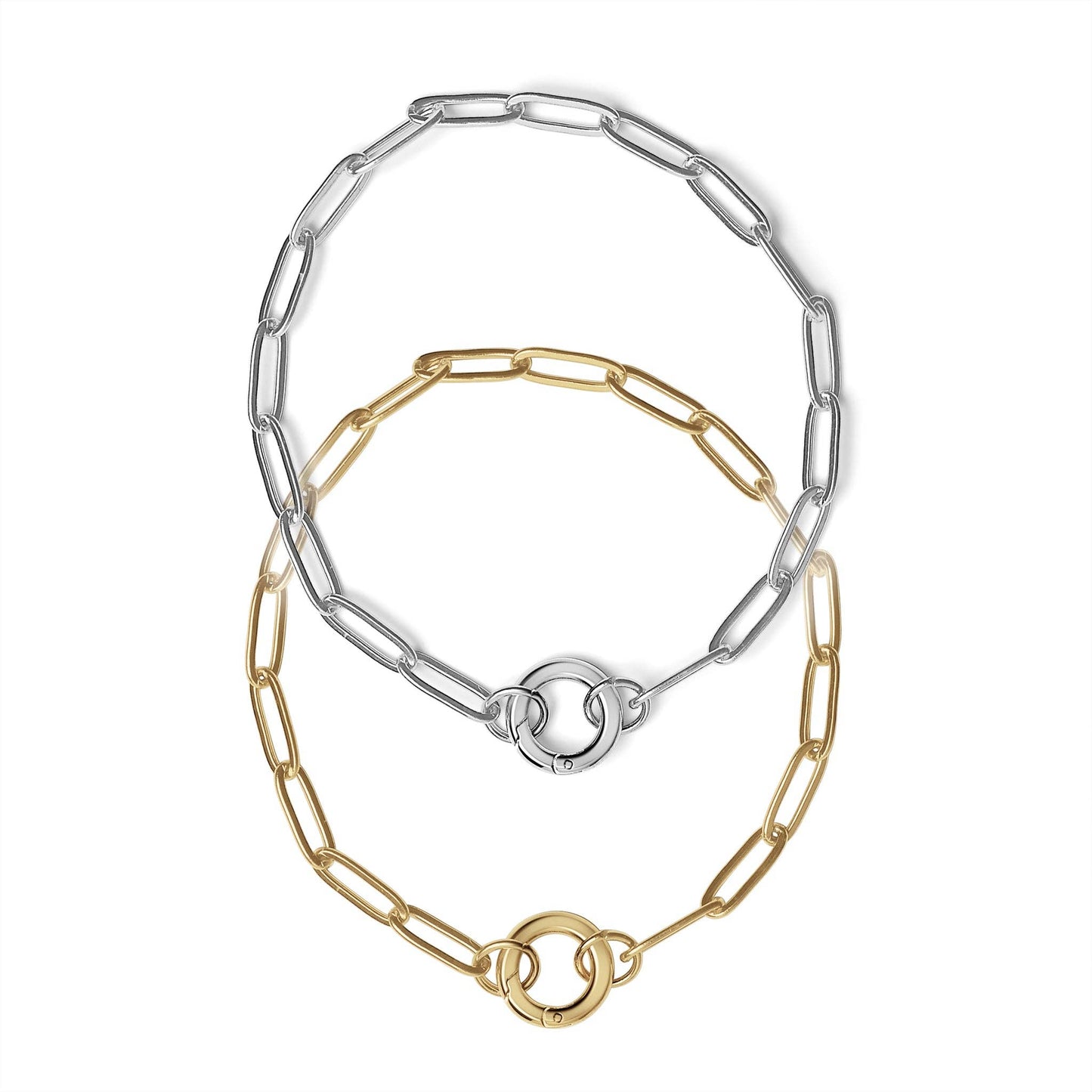 WJW - Stainless Steel Paperclip with Charm Keeper Chain Bracelet