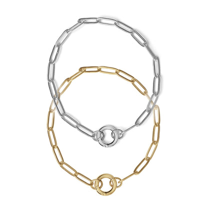 WJW - Stainless Steel Paperclip with Charm Keeper Chain Bracelet