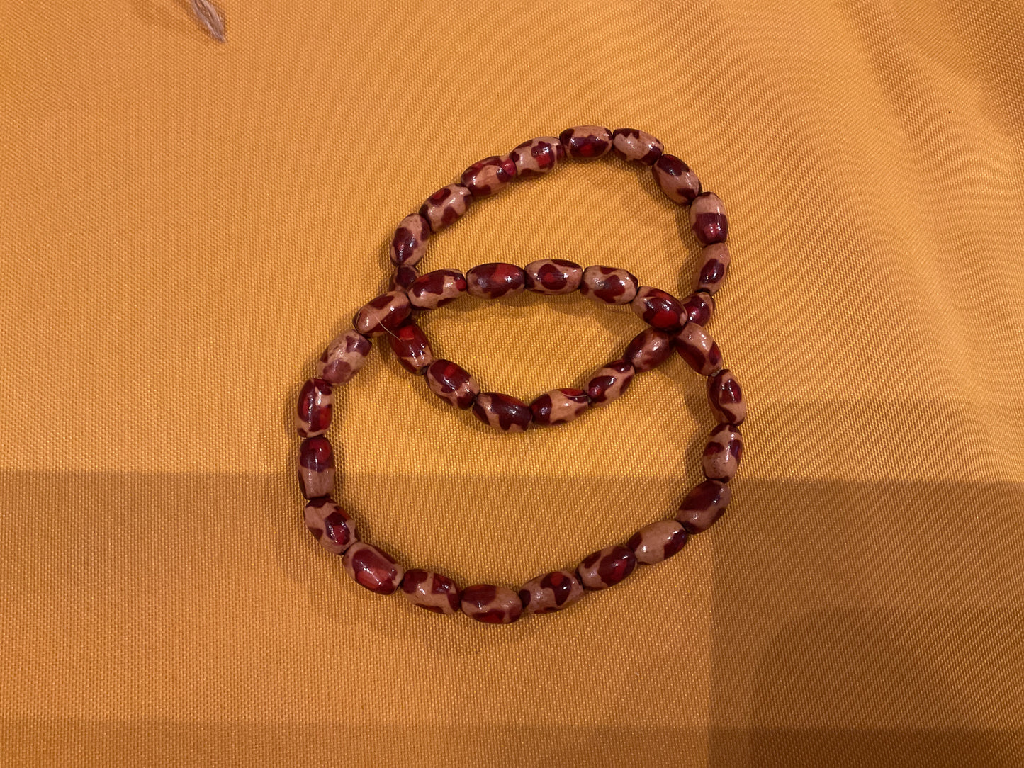 Leopard skin stained wood bead bracelet