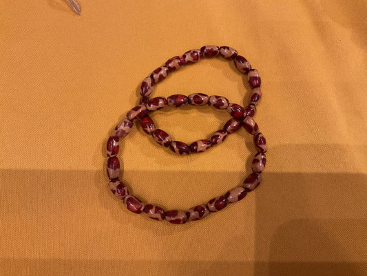 Leopard skin stained wood bead bracelet