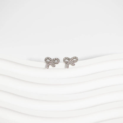 WJW - 18K Gold PVD Stainless Steel CZ Bow Stud Earrings