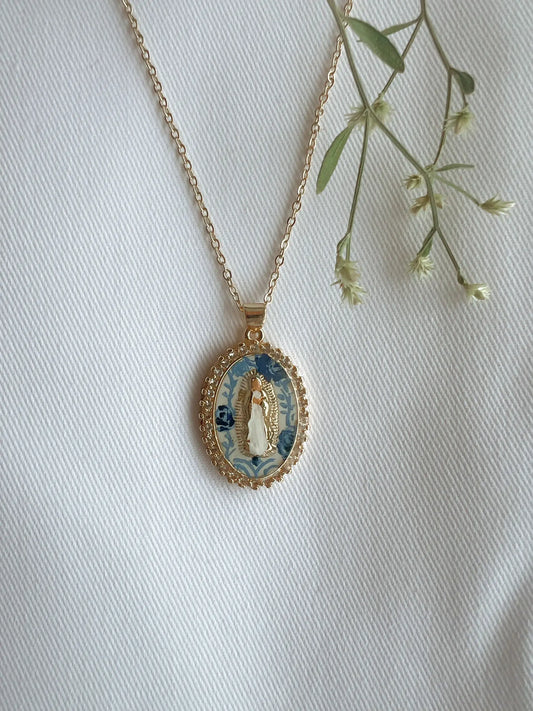 Harleigh Leonards Designs - Mary in Blue China Necklace