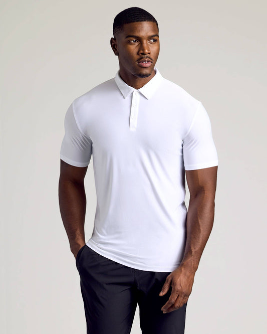 True Classic - White Short Sleeve Tall Active Polo