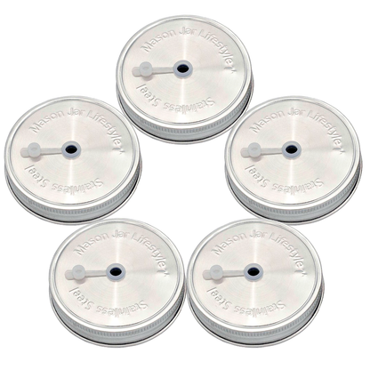Mason Jar Lifestyle - Stainless Steel Straw Hole Tumbler Lids for Mason Jars