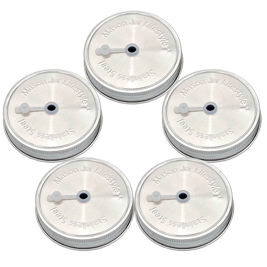 Mason Jar Lifestyle - Stainless Steel Straw Hole Tumbler Lids for Mason Jars
