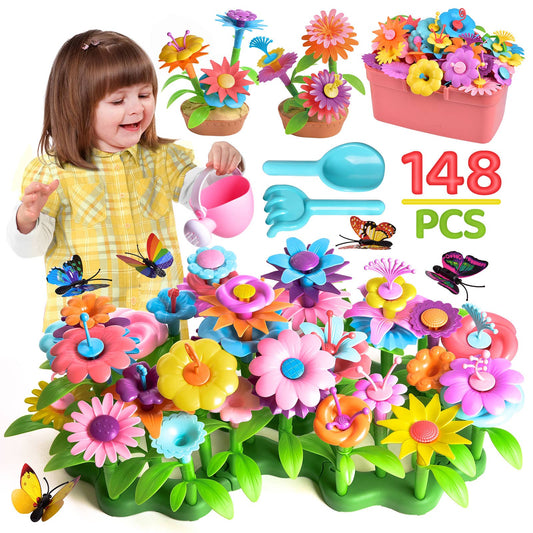 Fun Little Toys - 148PCS Garden Building Toys, Pretend Play, Preschool STEM