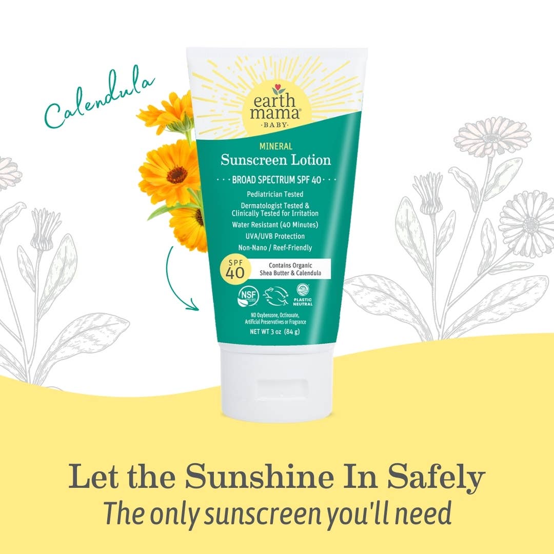 Earth Mama Organics - Baby Mineral Sunscreen Lotion - SPF 40