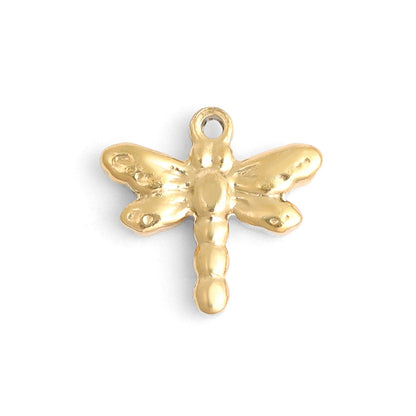 WJW - 18K Gold PVD Stainless Steel Dragonfly Charm