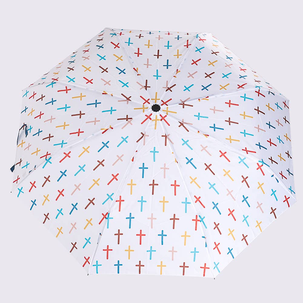 Swanson Christian Products - Compact Umbrella - Colorful Crosses