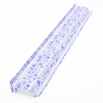 Middle & Main Mahjong - Blue and White Chinoiserie Mahjong Rack and Pusher, Set of 4