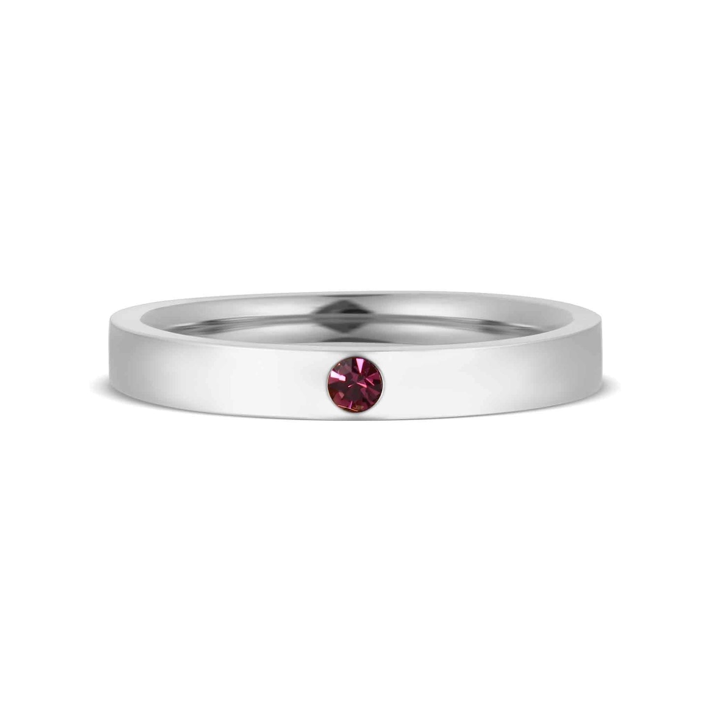 WJW - Stainless Steel Birthstone Engravable Stacking Ring