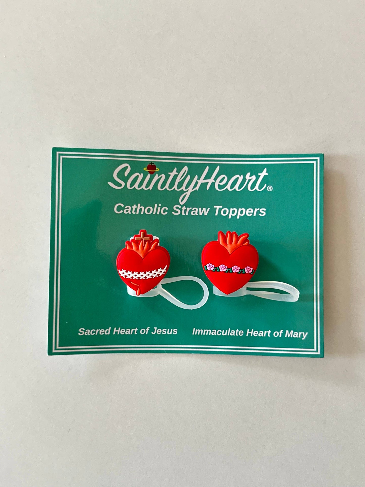 Saintly Heart LLC - Catholic Straw Toppers: Holy Hearts (a 2 pack!)