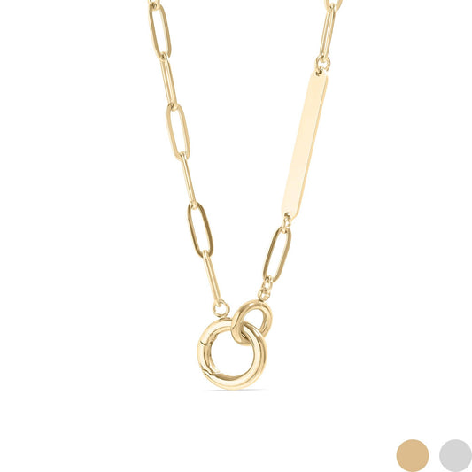 WJW - 18K Gold PVD Engravable Paperclip Charm Holder Necklace