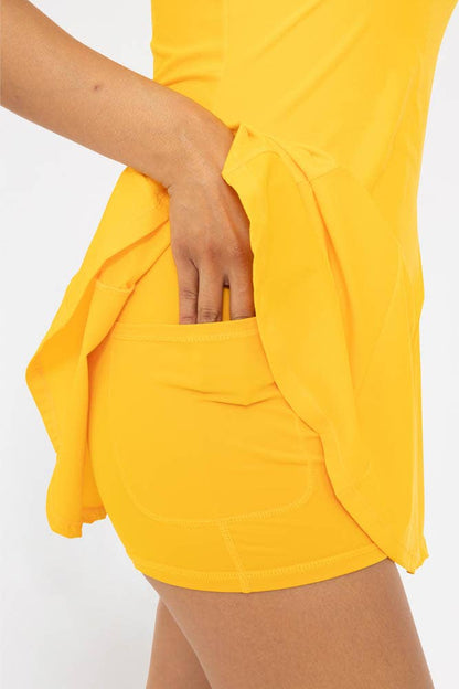 Mono B - CRISS-CROSS SQUARE NECKLINE ACTIVE DRESS
