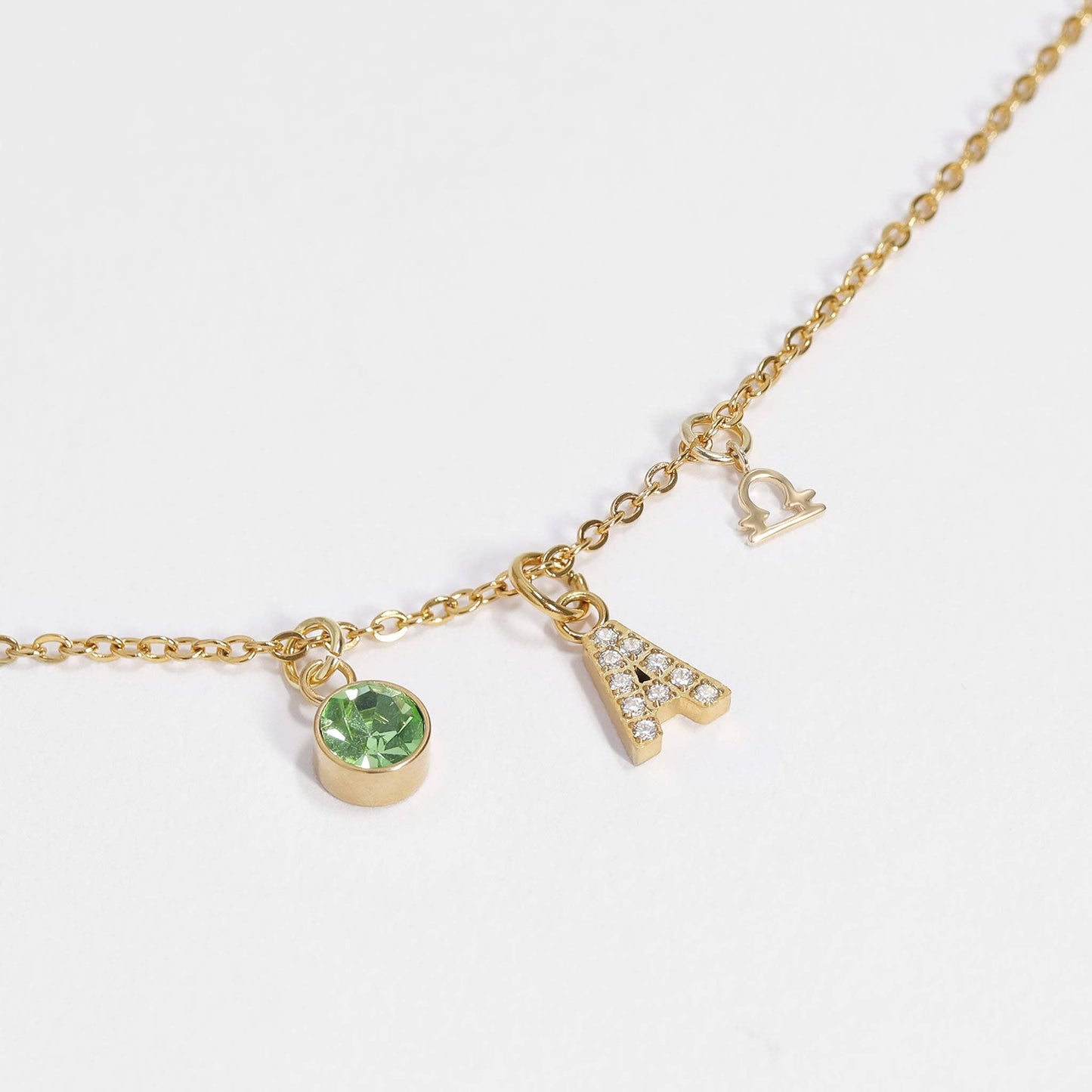 WJW - 18K Gold PVD Cubic Zirconia Birthstone Charm