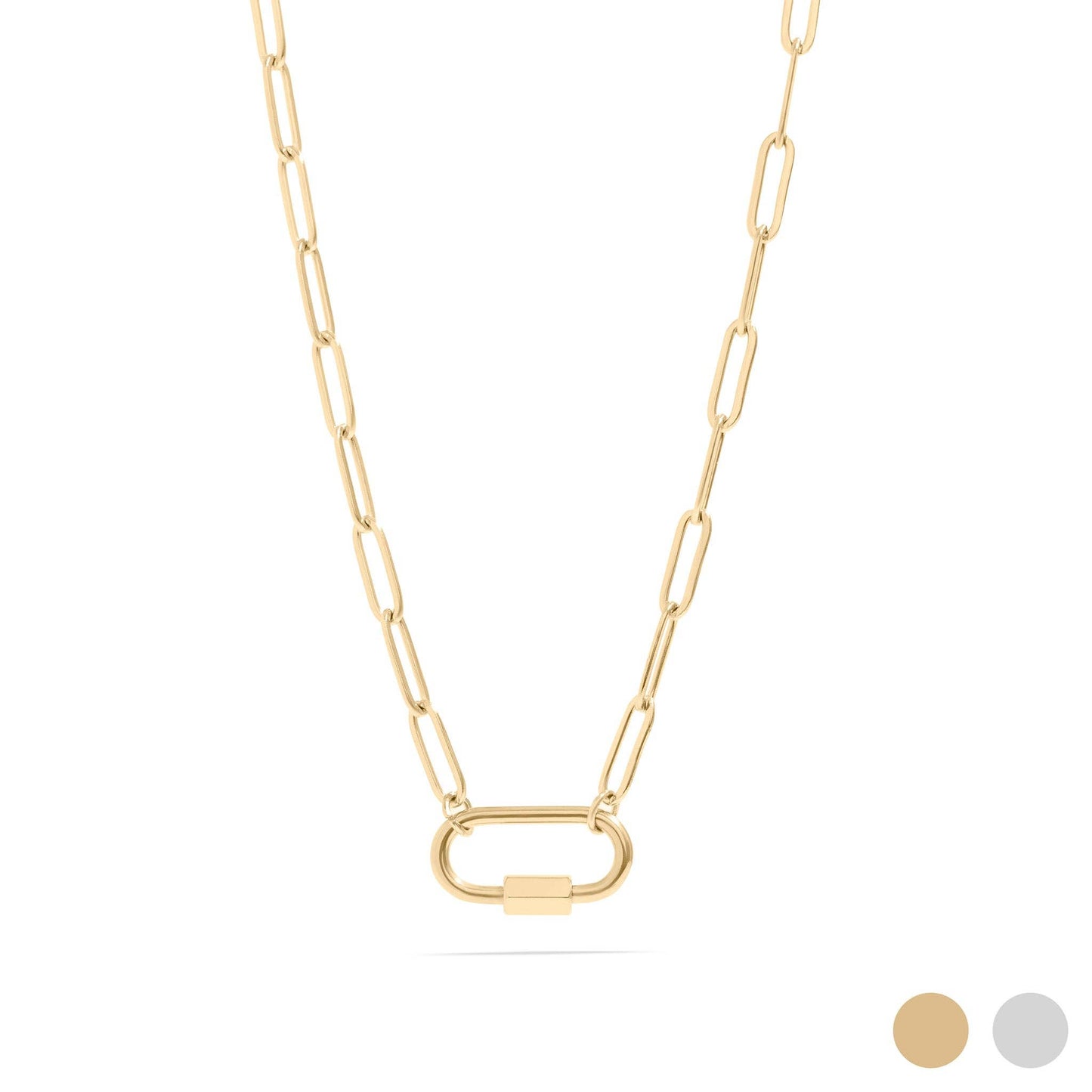 WJW - 18K Gold PVD Paperclip Carabiner Necklace
