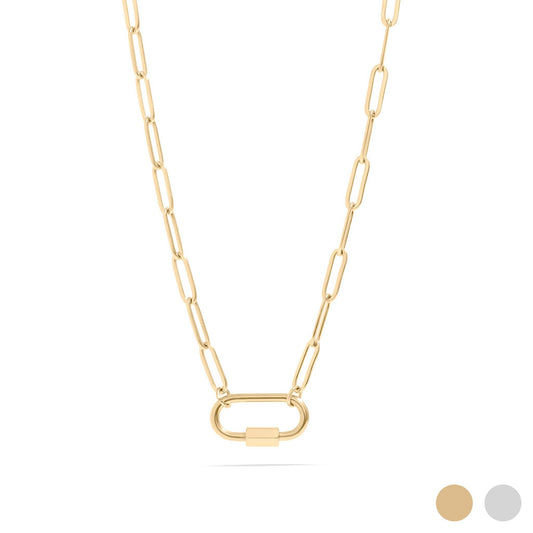 WJW - 18K Gold PVD Paperclip Carabiner Necklace
