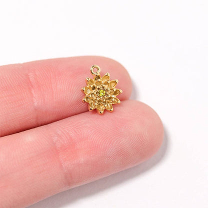 WJW - 18K Gold PVD Stainless Steel Vertical 3D Birth Flower Charm