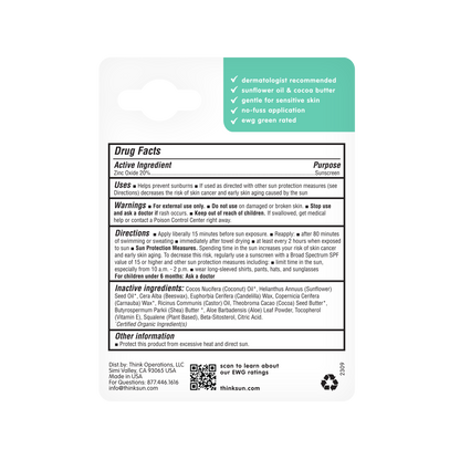 Think - Think Kids SPF 30 Face & Body Sunscreen Stick, EWG Rated
