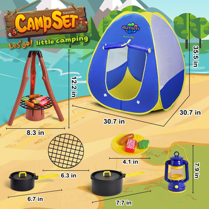 Fun Little Toys - 22 PCS Camping Tent Set with Cooking Facilities